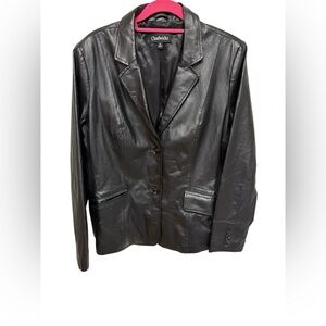 Women's Black Leather Blazer Size 16